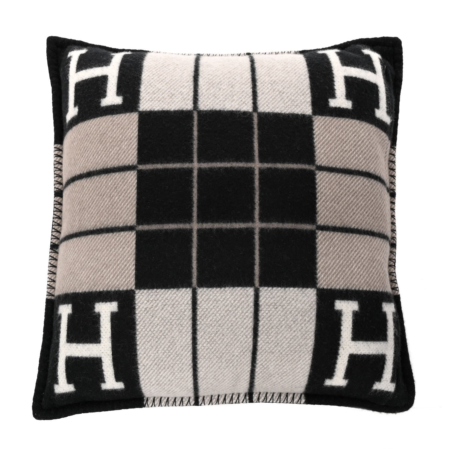 Hermes Wool Cashmere Avalon III Pillow PM Ecru Black 2 of 3