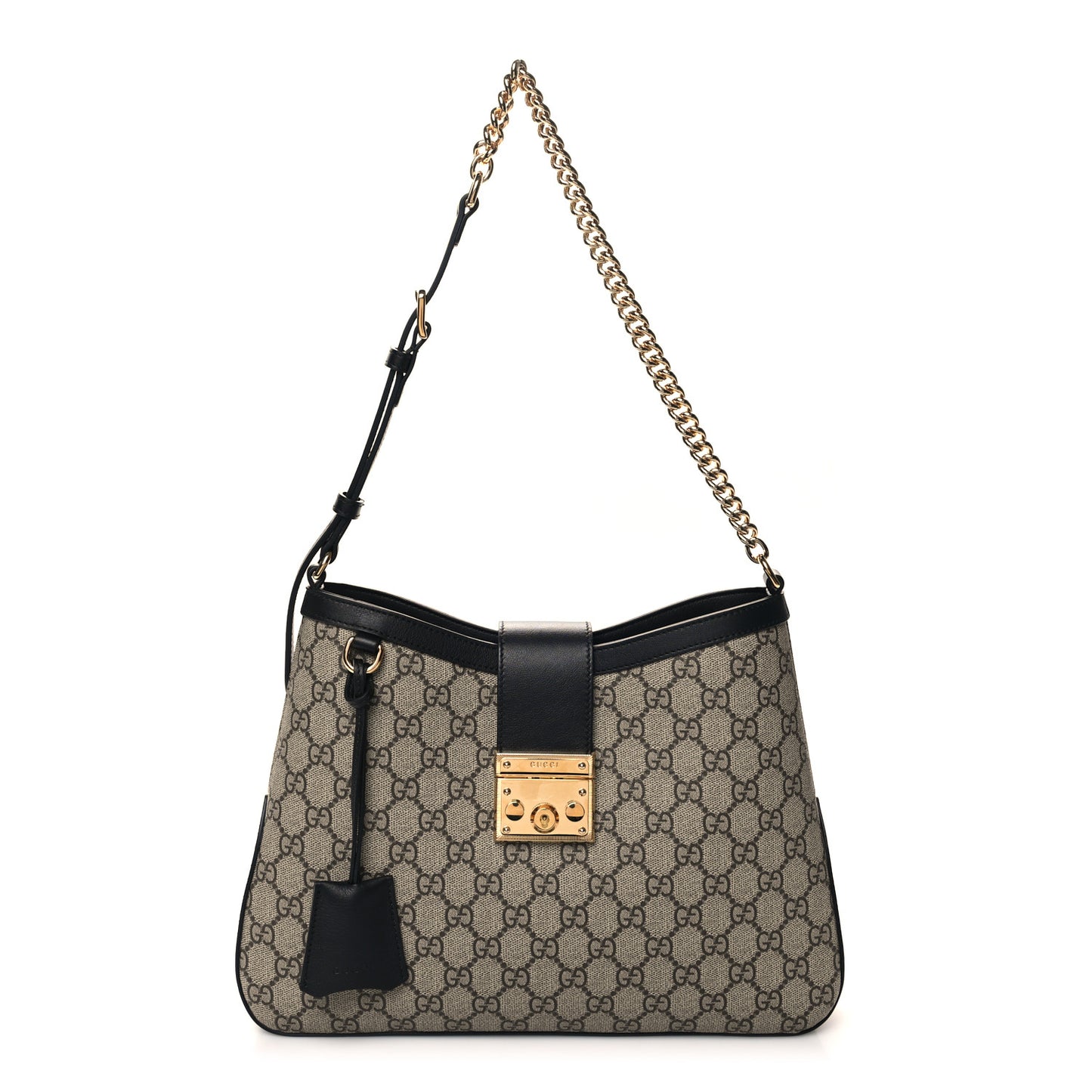 GG Supreme Monogram Medium Padlock Shoulder Bag Black