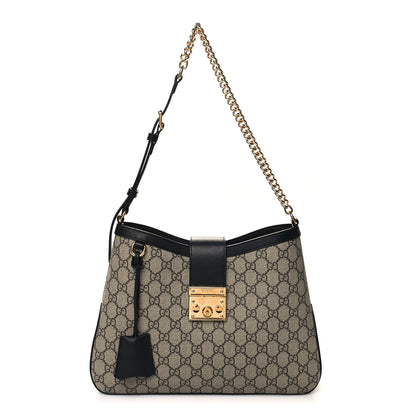 Gucci GG Supreme Monogram Medium Padlock Shoulder Bag Black 1 of 10