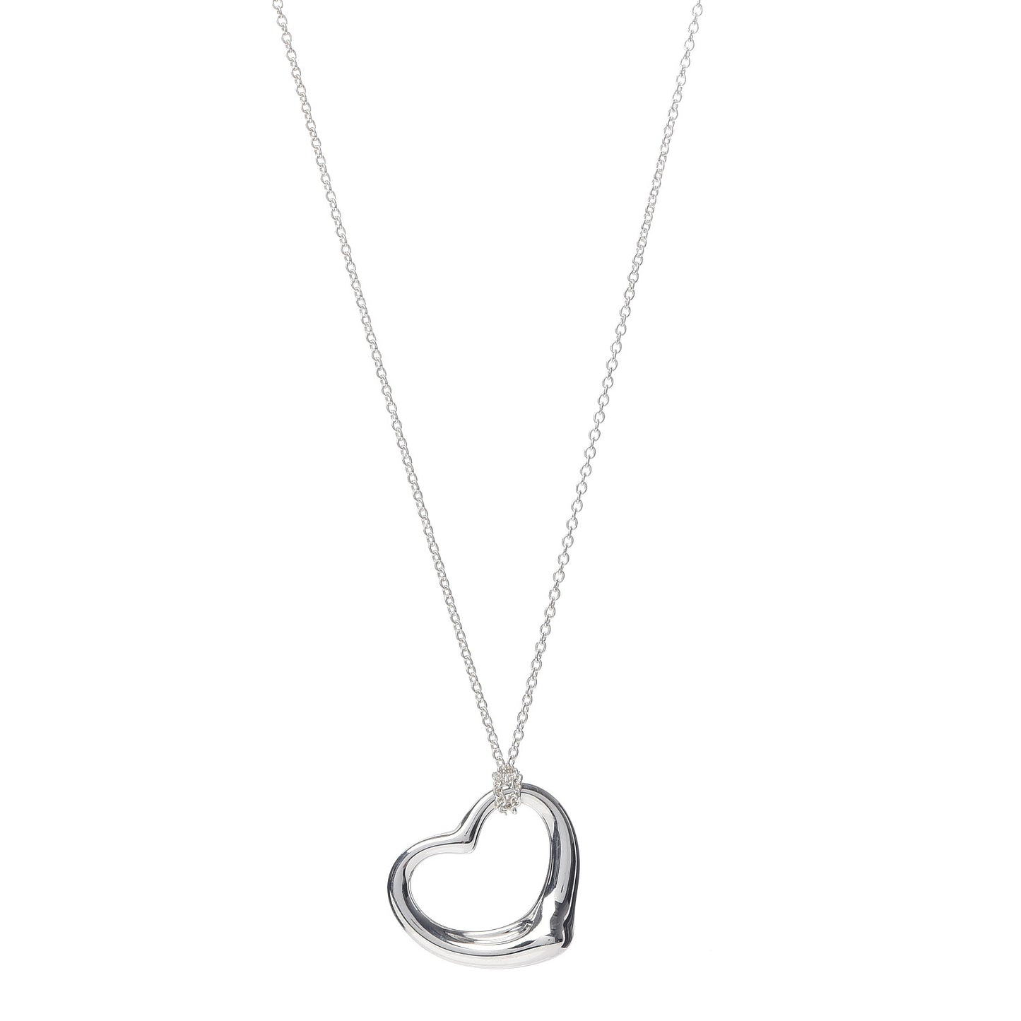 Sterling Silver 27mm Elsa Peretti Open Heart Pendant Necklace