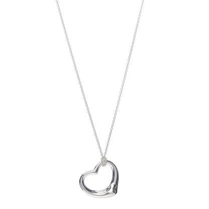 Tiffany Sterling Silver 27mm Elsa Peretti Open Heart Pendant Necklace 1 of 5