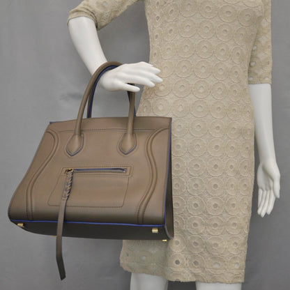 Celine Smooth Calfskin Medium Phantom Luggage Khaki Cobalt Trim 2 of 10