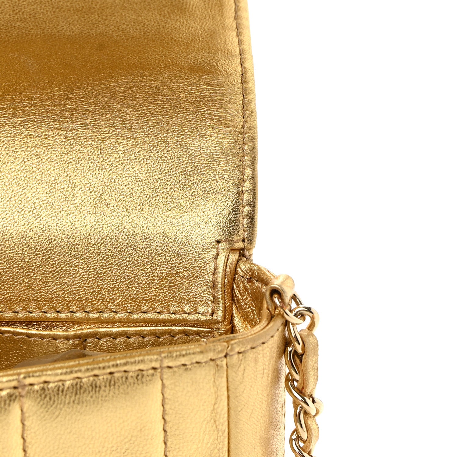 Chanel Metallic Lambskin Quilted East West Chocolate Bar Flap Gold 15 of 16