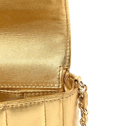 Chanel Metallic Lambskin Quilted East West Chocolate Bar Flap Gold 15 of 16