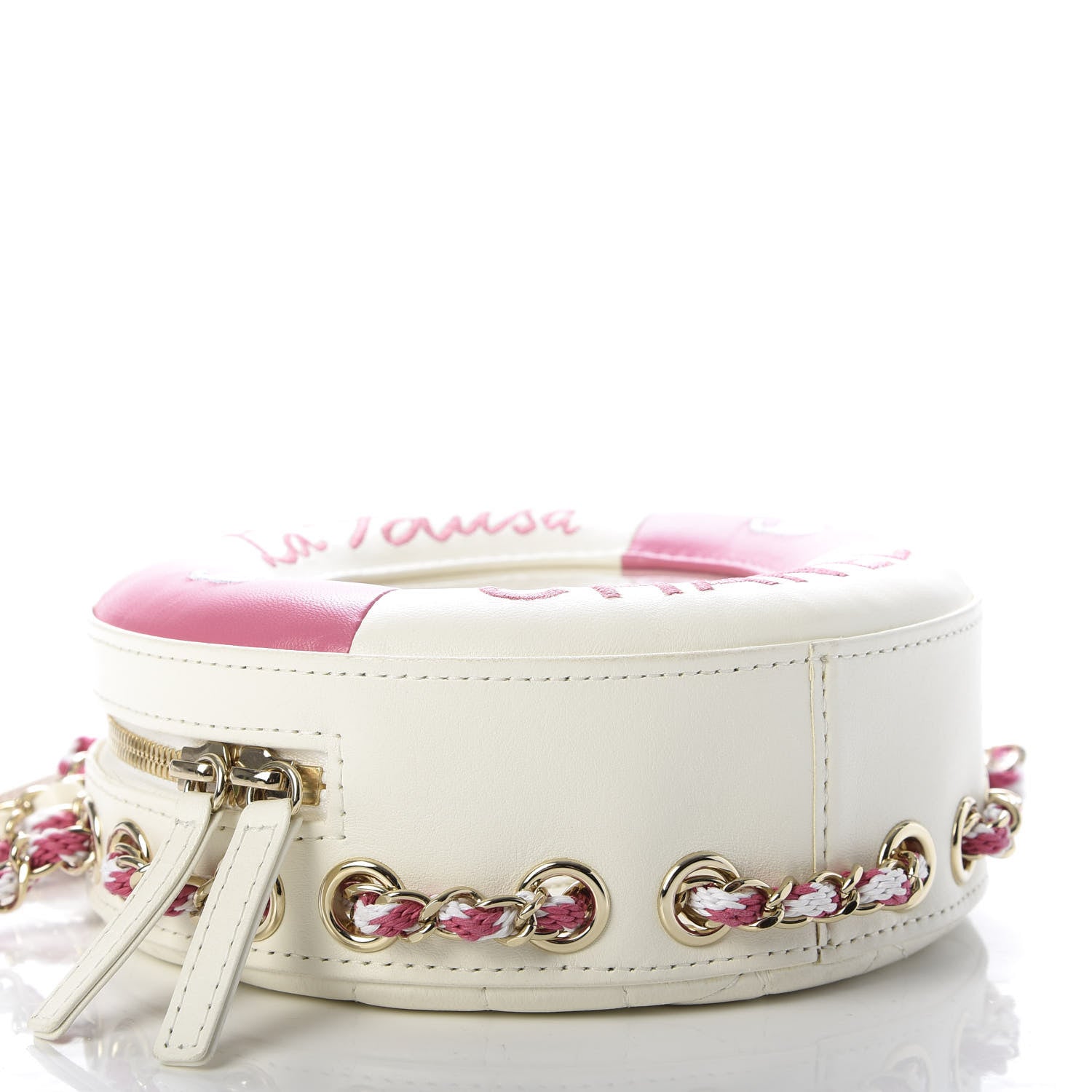 Chanel Lambskin Coco Lifesaver Round Bag Pink White 4 of 8
