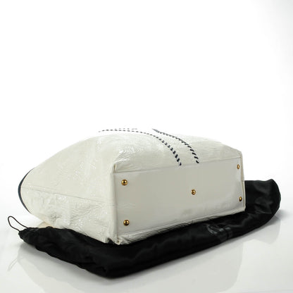 Saint Laurent Lambskin Patent Large Neo Double Reversible Tote Navy White 5 of 8