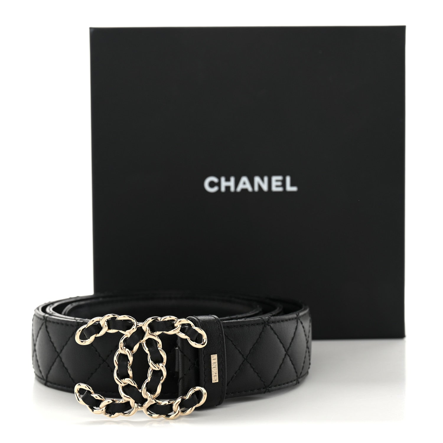 Chanel Calfskin Quilted CC Chain Belt 90 36 Black 7 of 7