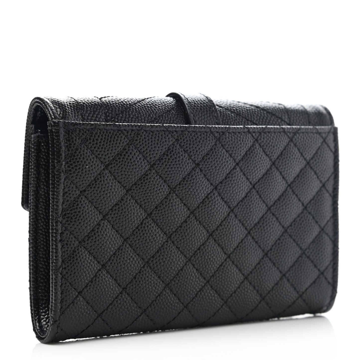 Grain De Poudre Textured Mixed Matelasse Triquilt Small Monogram Envelope Wallet Black