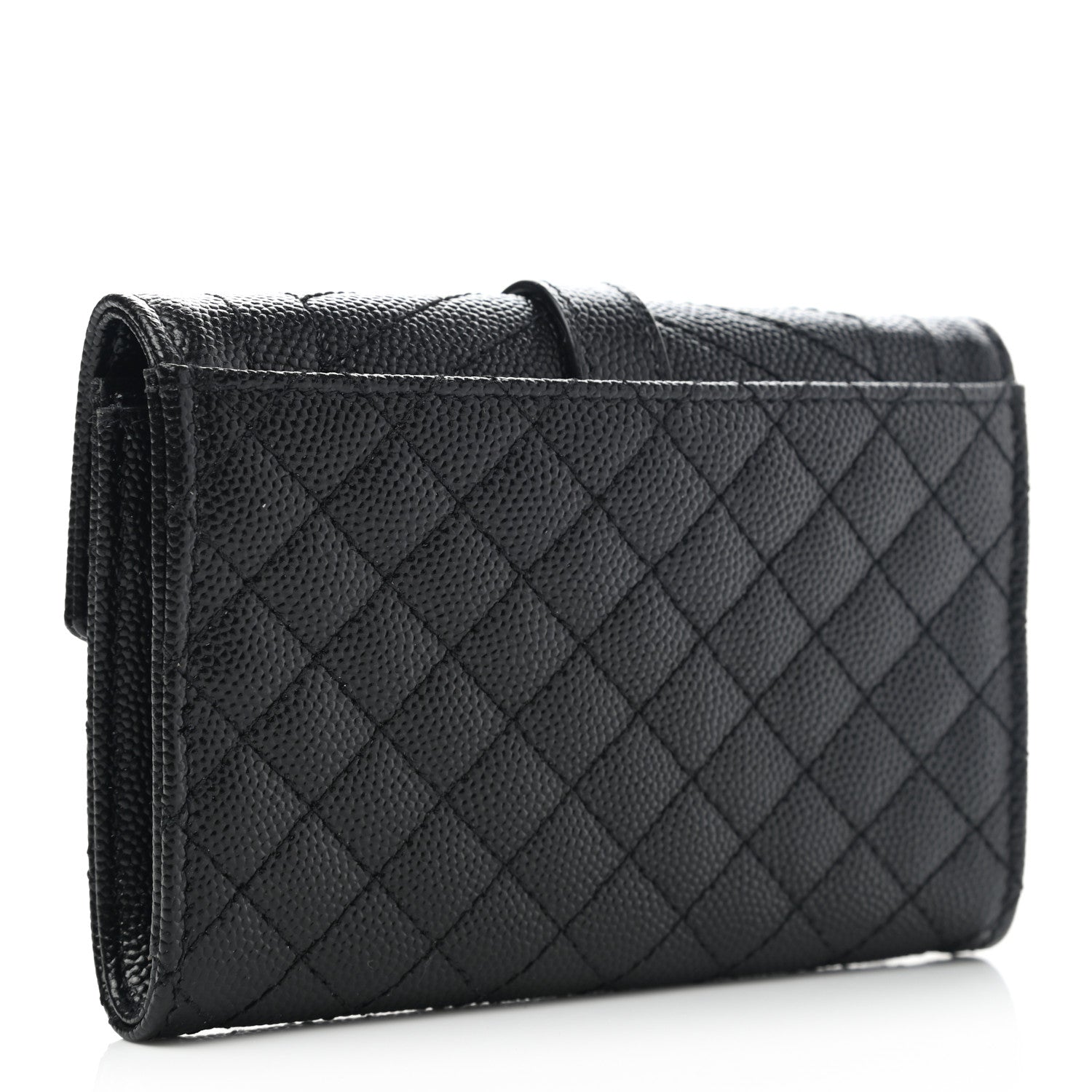 Saint Laurent Grain De Poudre Textured Mixed Matelasse Triquilt Small Monogram Envelope Wallet Black 3 of 7