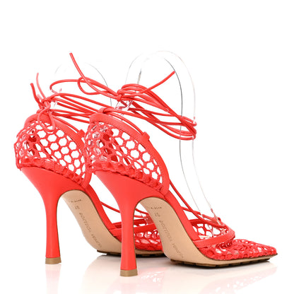 Bottega Veneta Mesh Nappa Stretch Ankle Tie Sandals 37 Tomato 4 of 7