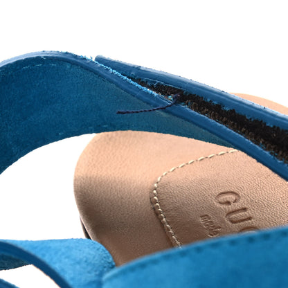 Gucci Suede Horsebit Amstel Slingback Clogs 38.5 New Bright Turquoise 9 of 10
