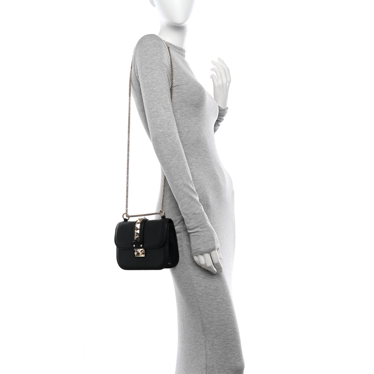 Valentino Garavani Vitello Small Glam Lock Rockstud Flap Black 2 of 14