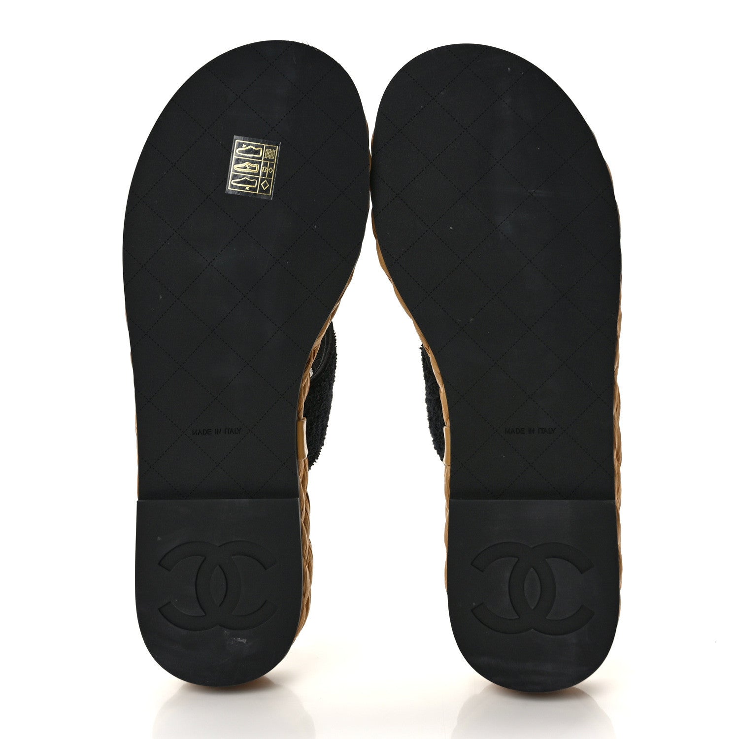 Chanel Terry Cloth Raffia CC Logo Thong Sandals 39 Black 5 of 12