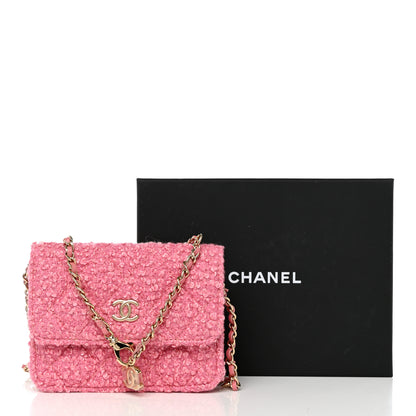 Chanel Tweed Quilted Flap Chain Waist Bag Pink 9 of 9