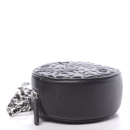 Chanel Caviar Camellia Embossed Round Clutch With Chain Black 9 of 12