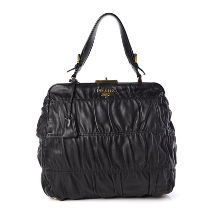 Prada Nappa Dressy Gaufre Framed Tote Black 1 of 10
