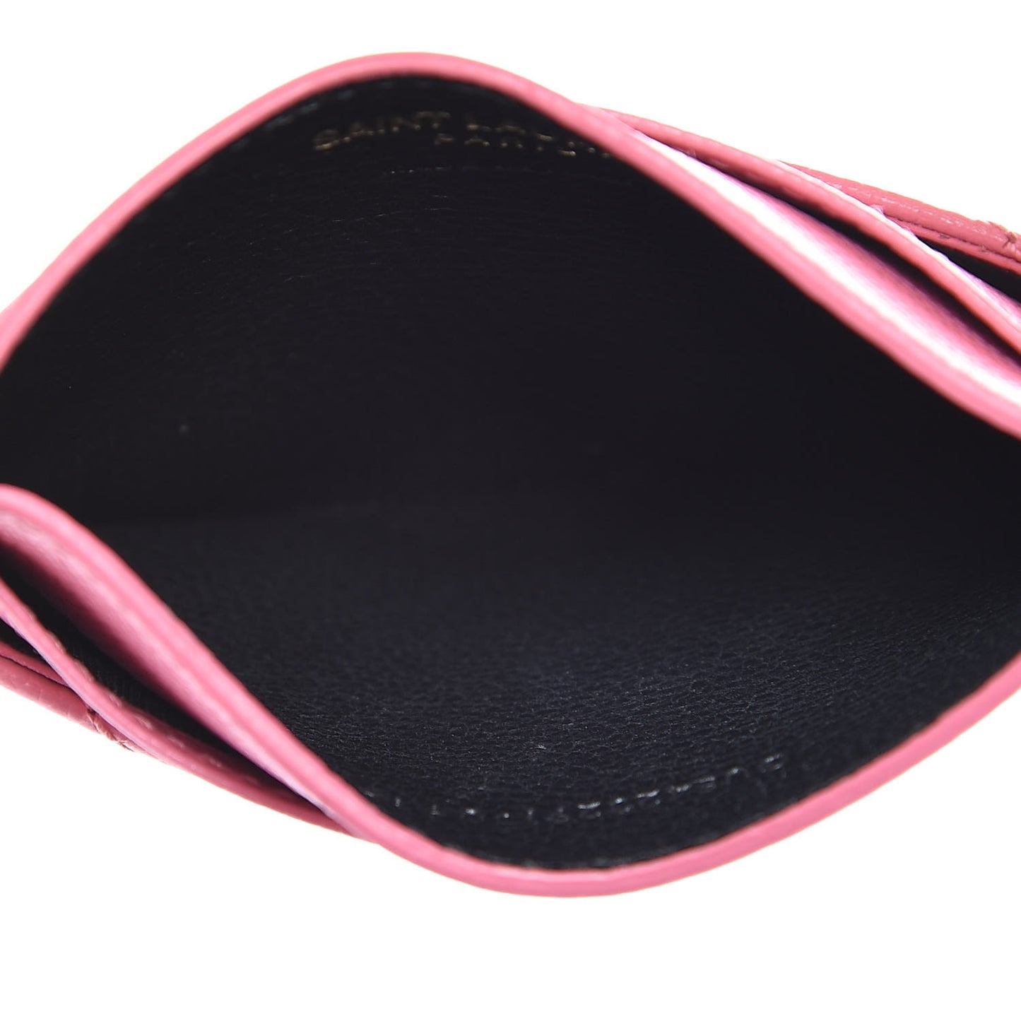 Grain De Poudre Matelasse Chevron Monogram Credit Card Case Indian Pink