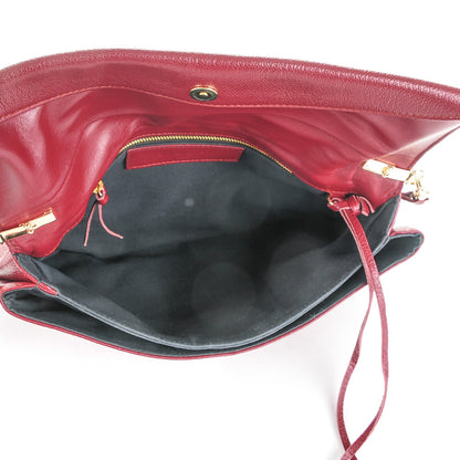 Balenciaga Chevre Gold Metallic Edge Hardware Envelope Clutch Bordeaux 5 of 7