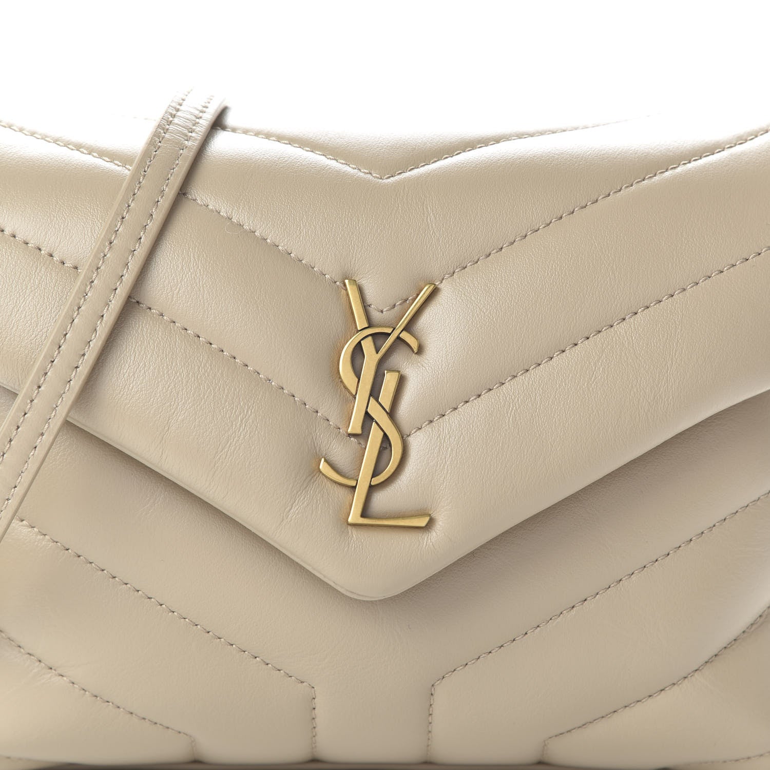 Saint Laurent Calfskin Y Quilted Monogram Toy Loulou Crossbody Bag Dark Beige 9 of 10
