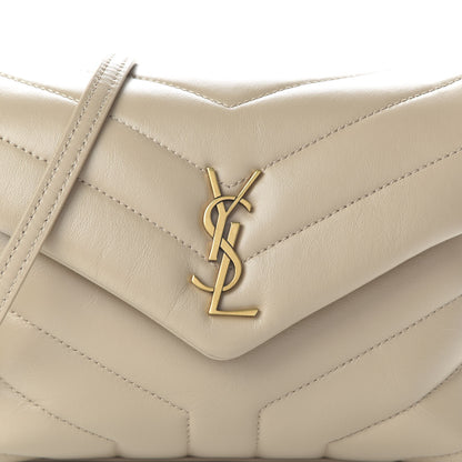 Saint Laurent Calfskin Y Quilted Monogram Toy Loulou Crossbody Bag Dark Beige 9 of 10