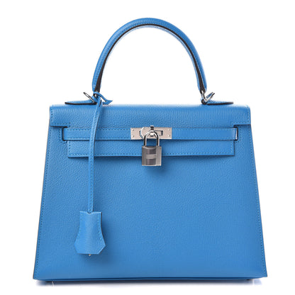 Hermes Chevre Chandra Kelly Sellier 25 Bleu Zanzibar 1 of 41