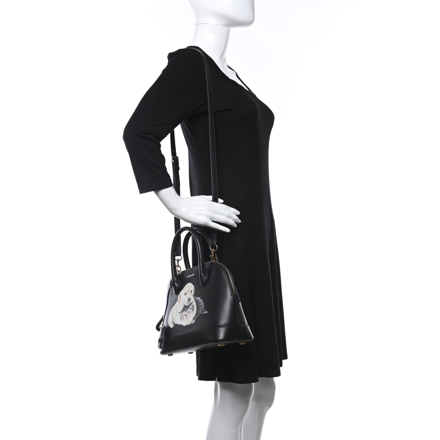 Balenciaga Soft Calfskin Puppy And Kitten S Ville Top Handle Bag Black 2 of 10