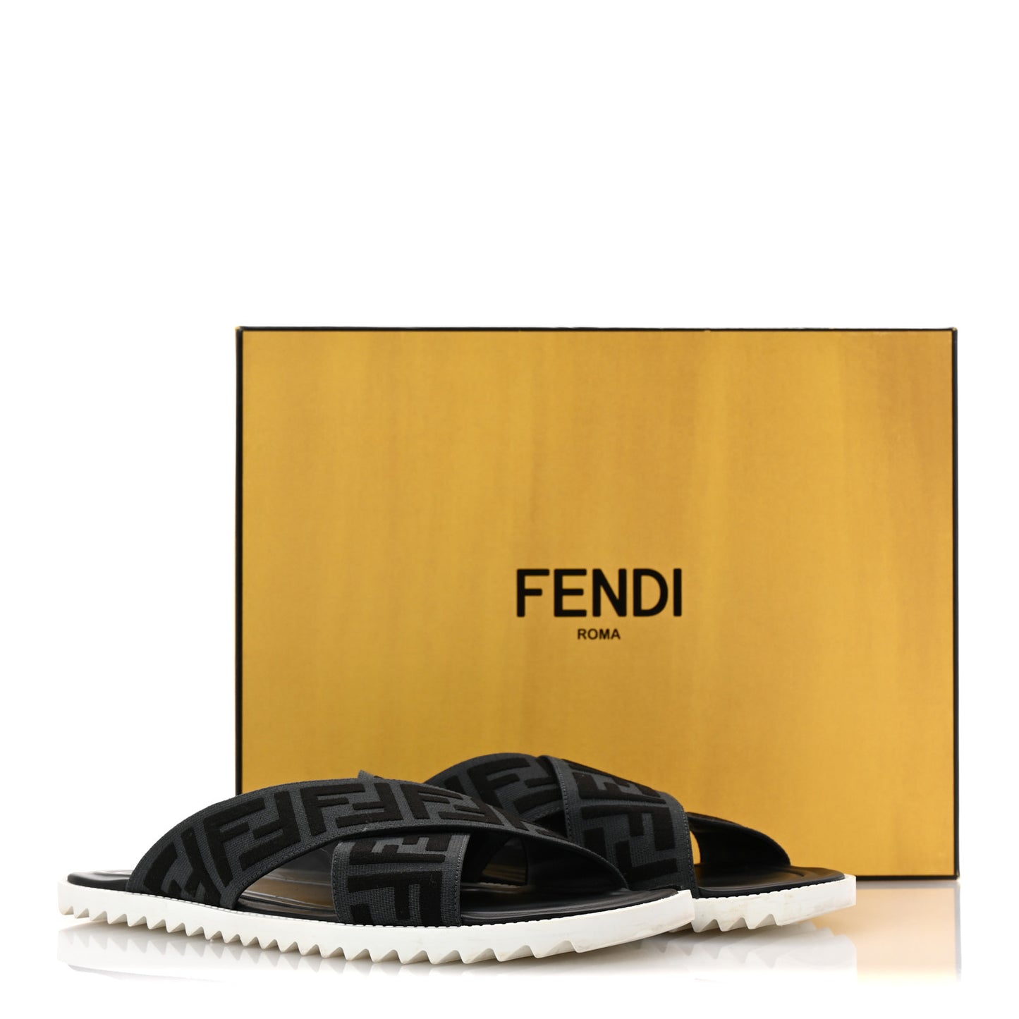 Fabric Rubber Macro FF Embroidered Mens Crisscross Slide Sandals 8 Asfalto Black