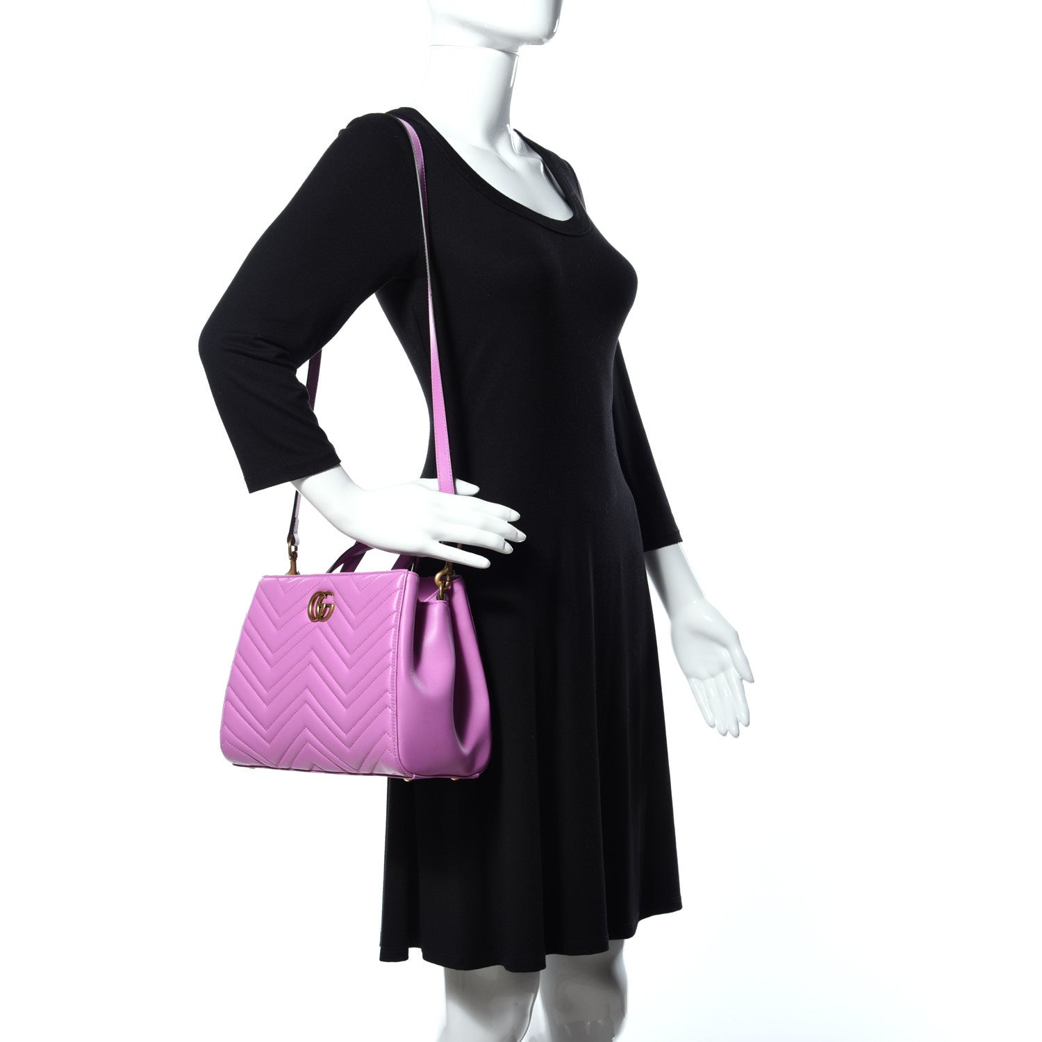Gucci Calfskin Matelasse Small GG Marmont Tote Candy Mousse 2 of 15
