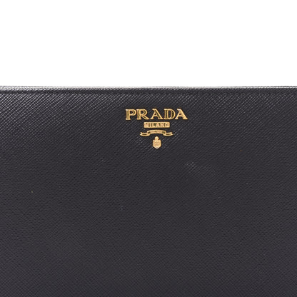 Prada Saffiano Metal Large Zip Around Wallet Black 8 of 9