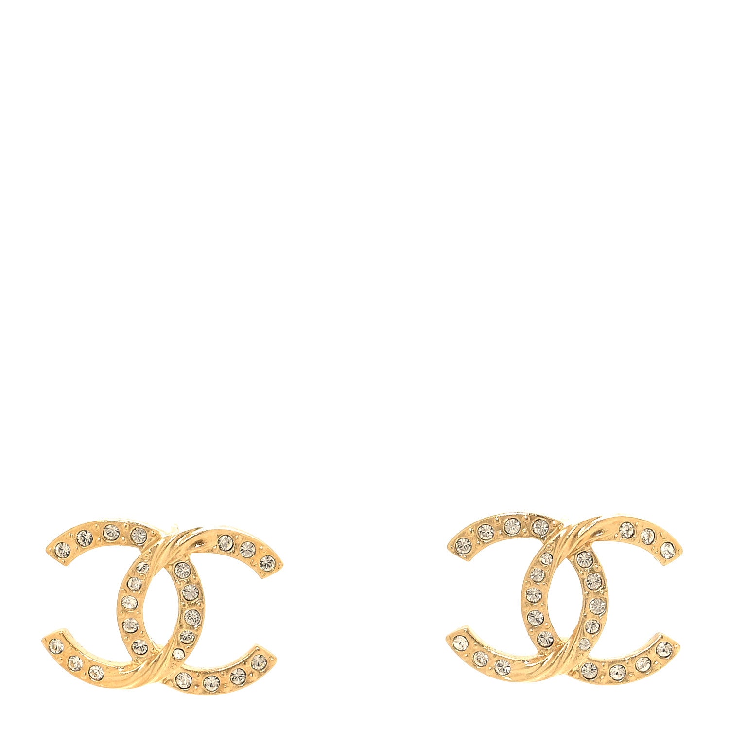 Chanel Crystal Large CC Earrings Gold 1 of 5