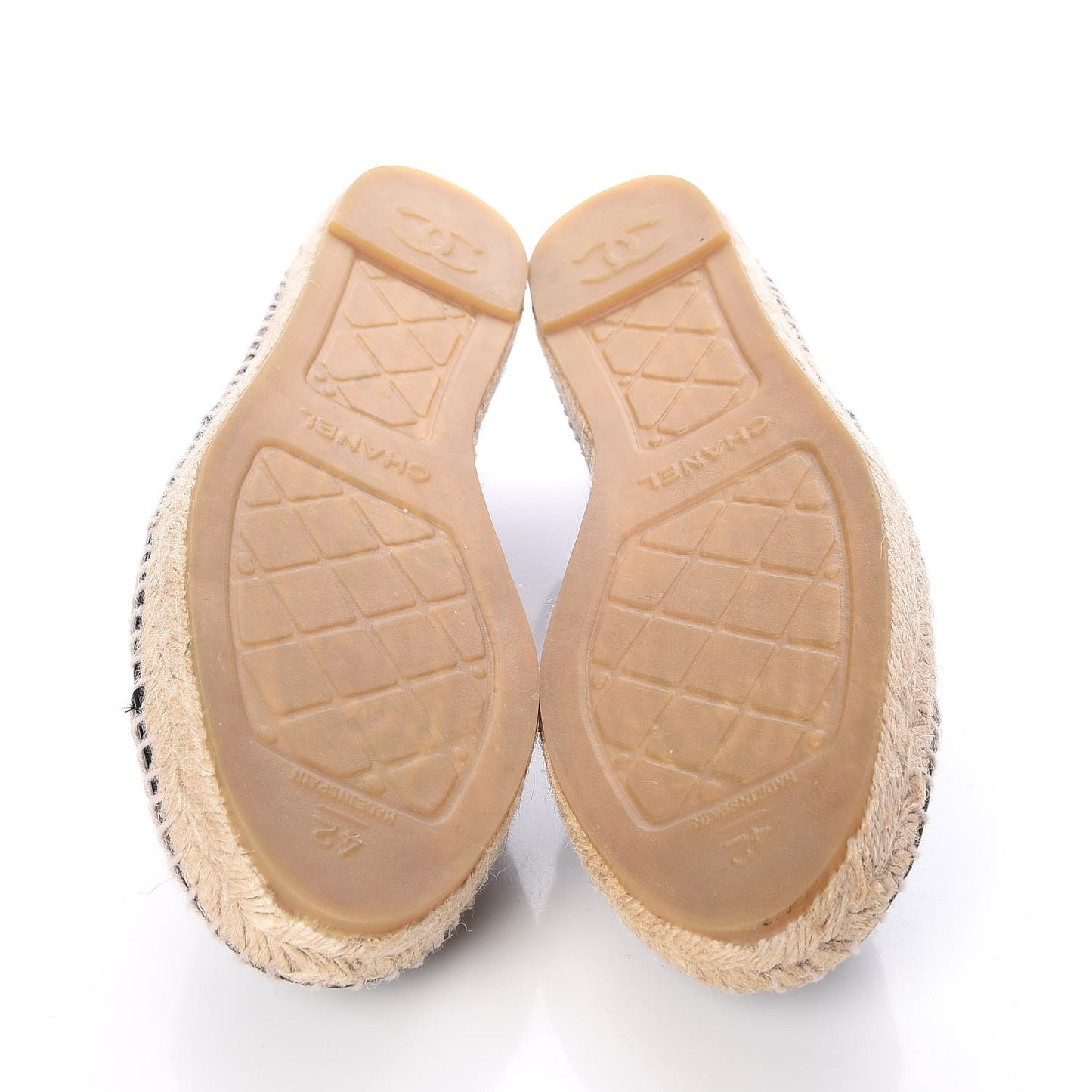 Mesh Lambskin Check Print CC Espadrilles 42 Blue Black White