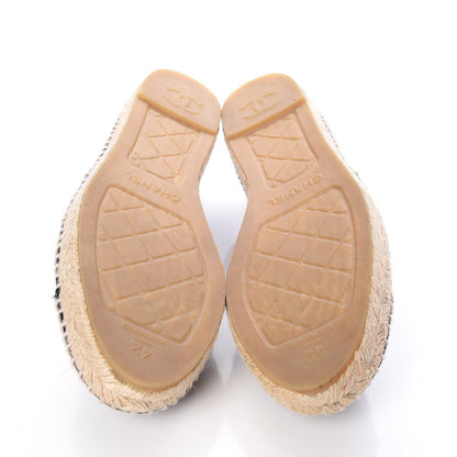 Chanel Mesh Lambskin Check Print CC Espadrilles 42 Blue Black White 18 of 21