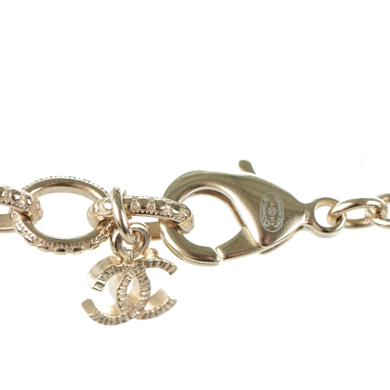 Chanel Crystal Heart Eye CC Pendant Necklace Gold Silver 3 of 5