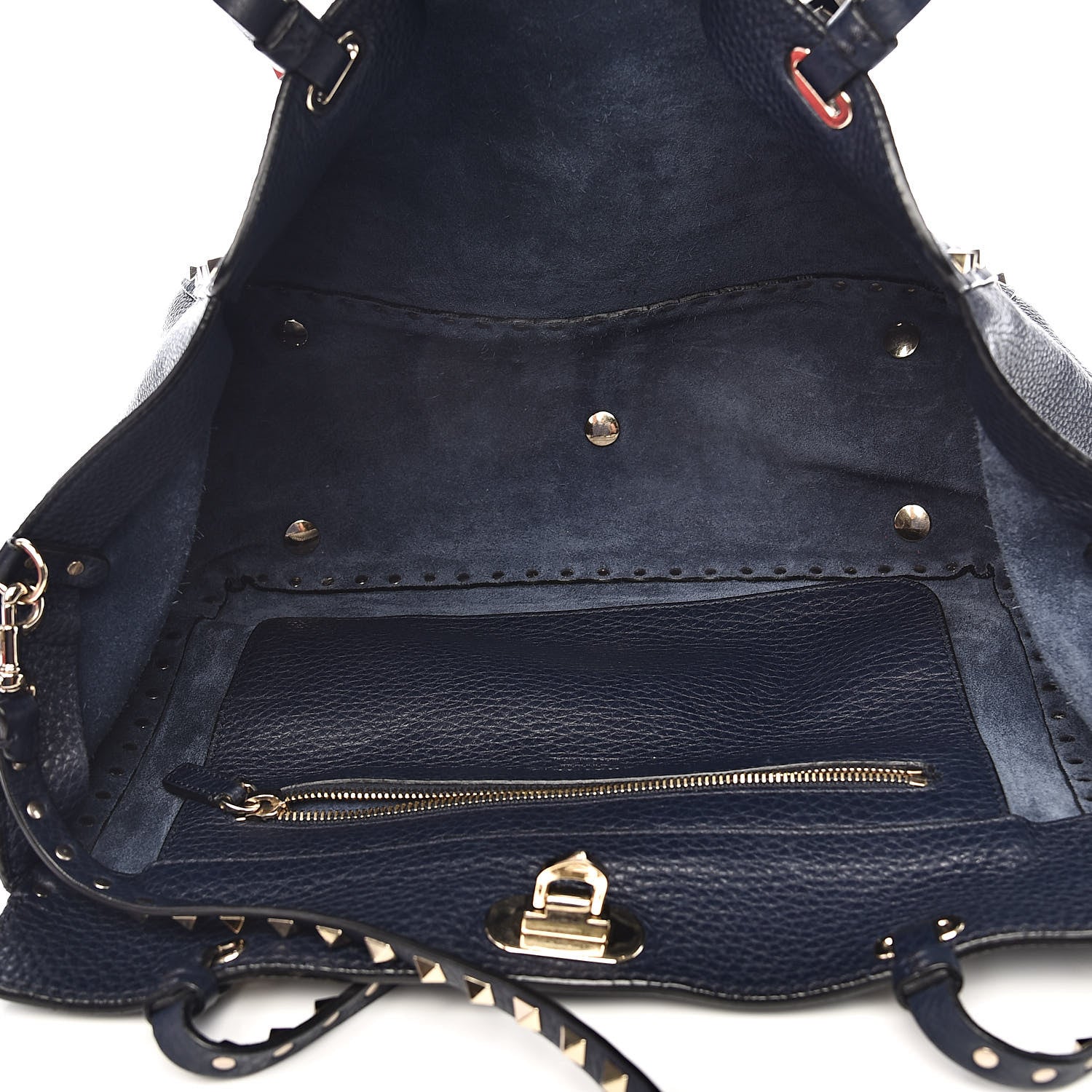 Valentino Garavani Pebbled Calfskin Medium Rockstud Tote Marine 5 of 12