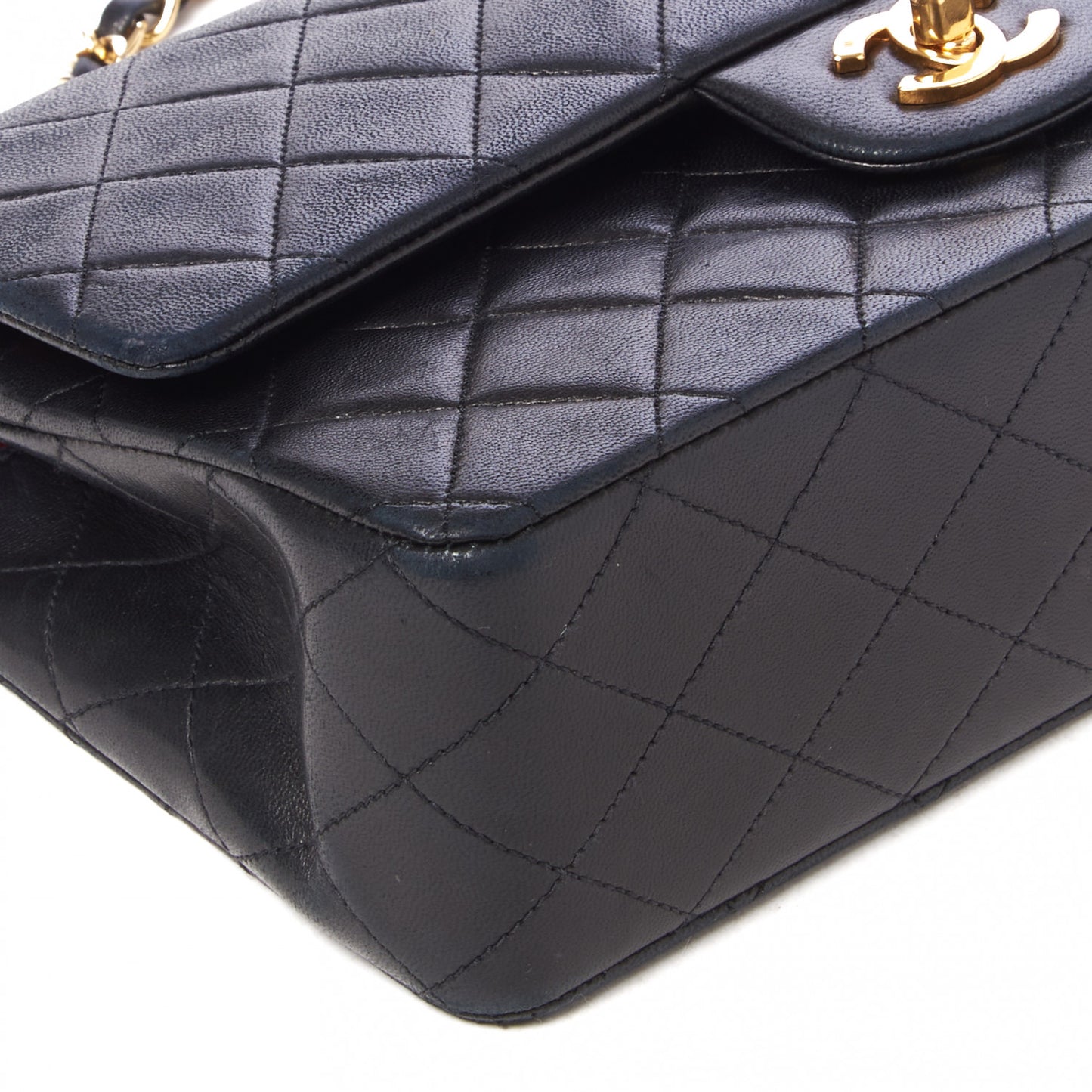 Lambskin Quilted Medium Double Flap Black