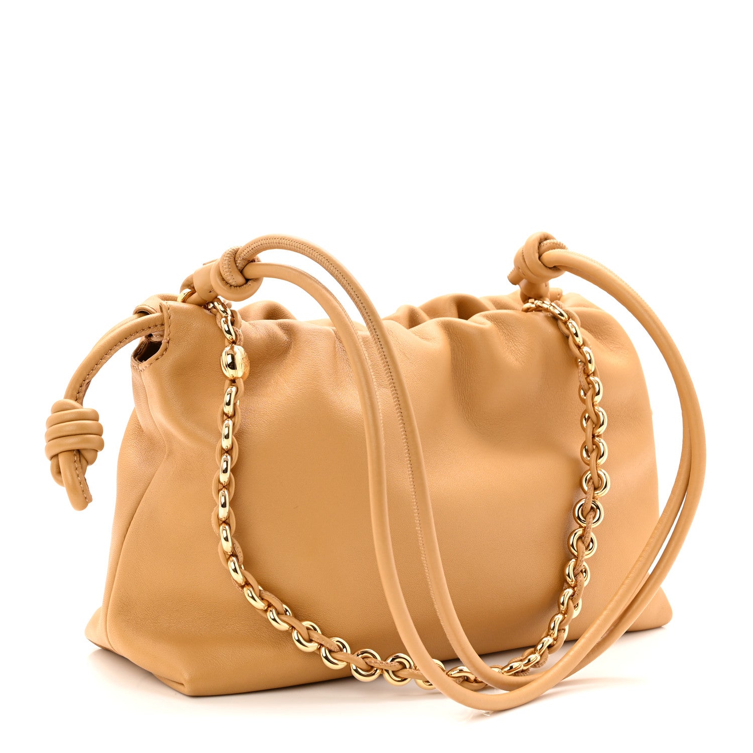 Loewe Mellow Nappa Donut Medium Chain Flamenco Knot Clutch Sahara