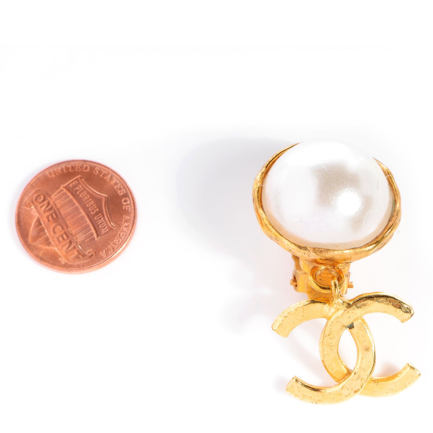 Chanel Pearl CC Dangle Clip On Earrings 2 of 4