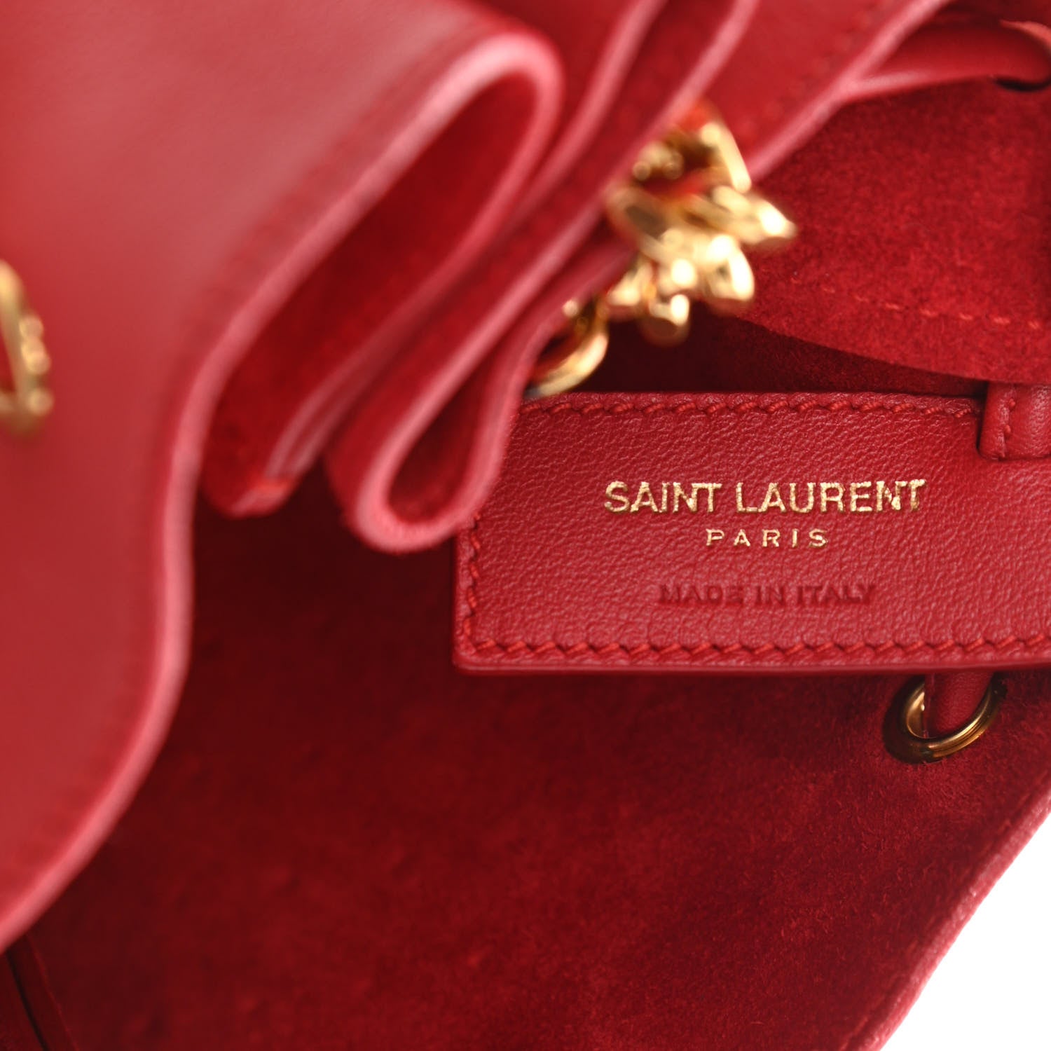 Saint Laurent Calfskin Star Studded Small Monogram Bucket Bag Red 6 of 10