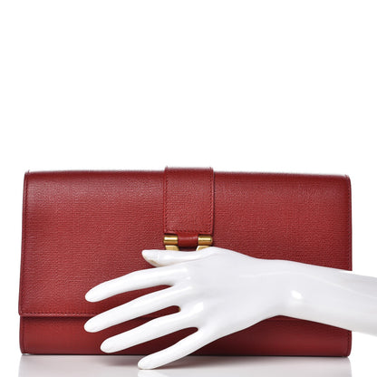 Saint Laurent Textured Calfskin Classic Y Ligne Clutch Red 2 of 6