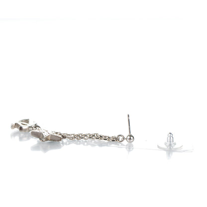 Chanel Crystal CC Star Dangle Earrings Silver 3 of 5