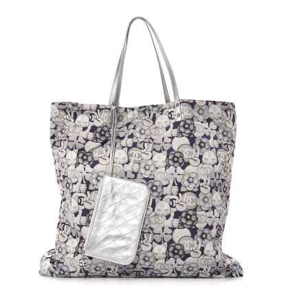 Chanel Nylon Cat Emoticon Tote Navy Silver 1 of 8