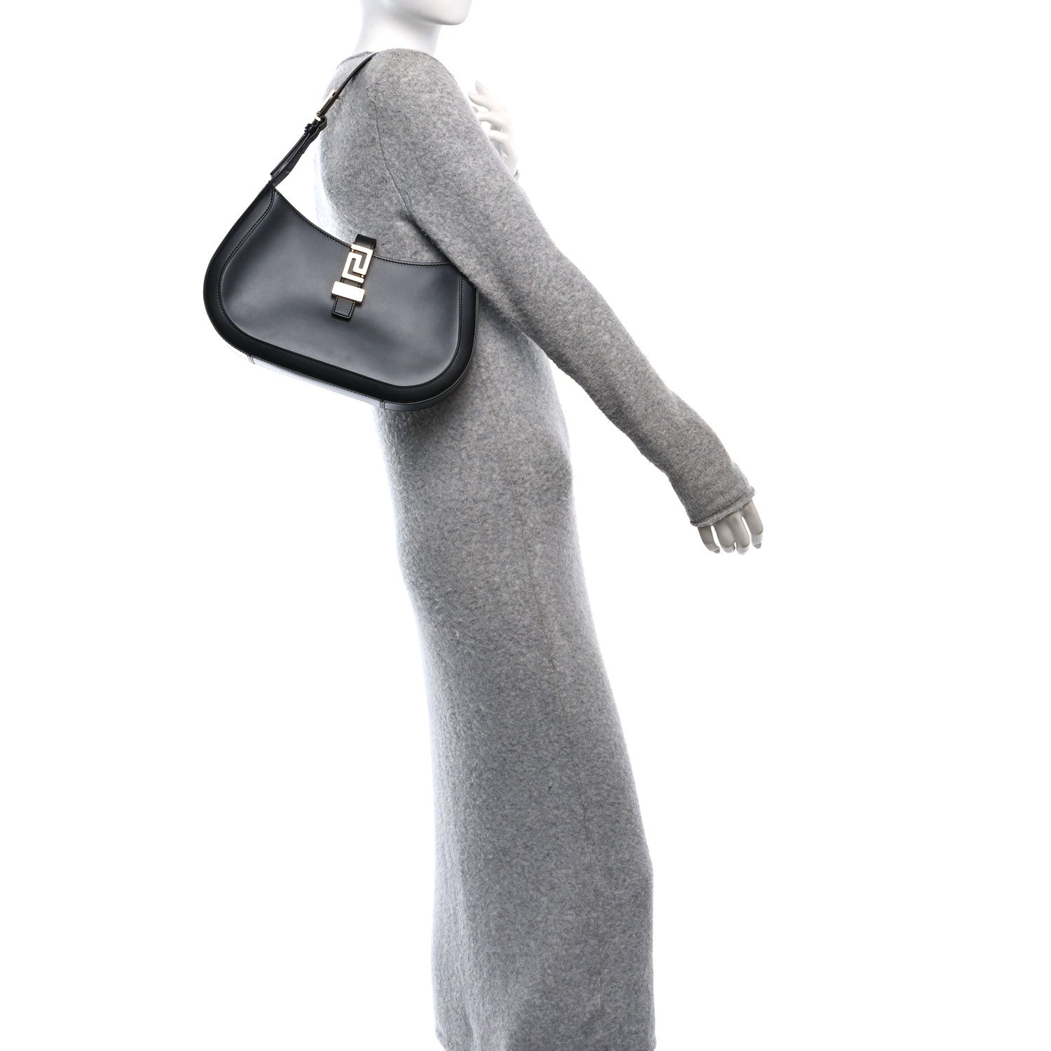 Versace Calfskin Large Greca Goddess Hobo Black 2 of 9