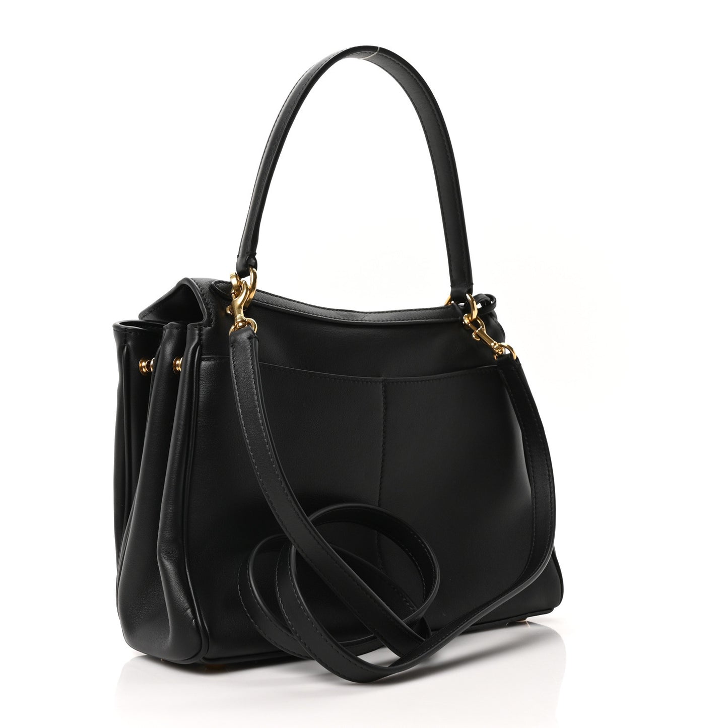 Natural Smooth Calfskin Small Rodeo Top Handle Handbag Black