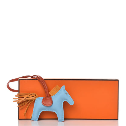 Hermes Milo Lambskin Grigri Rodeo Horse Bag Charm PM Celeste Naturel Bouton D'Or Cornaline 4 of 4