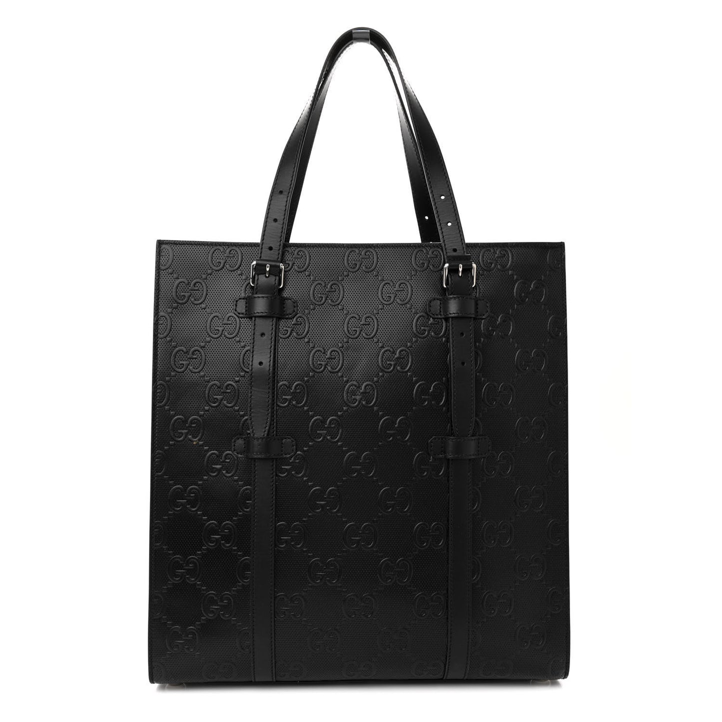 Calfskin GG Tennis Embossed Medium Tote Bag Black