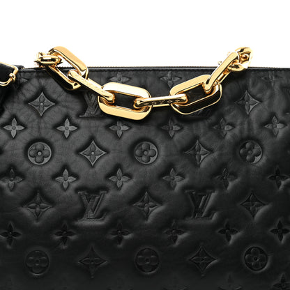 Louis Vuitton Lambskin Embossed Monogram Coussin MM Black 9 of 11