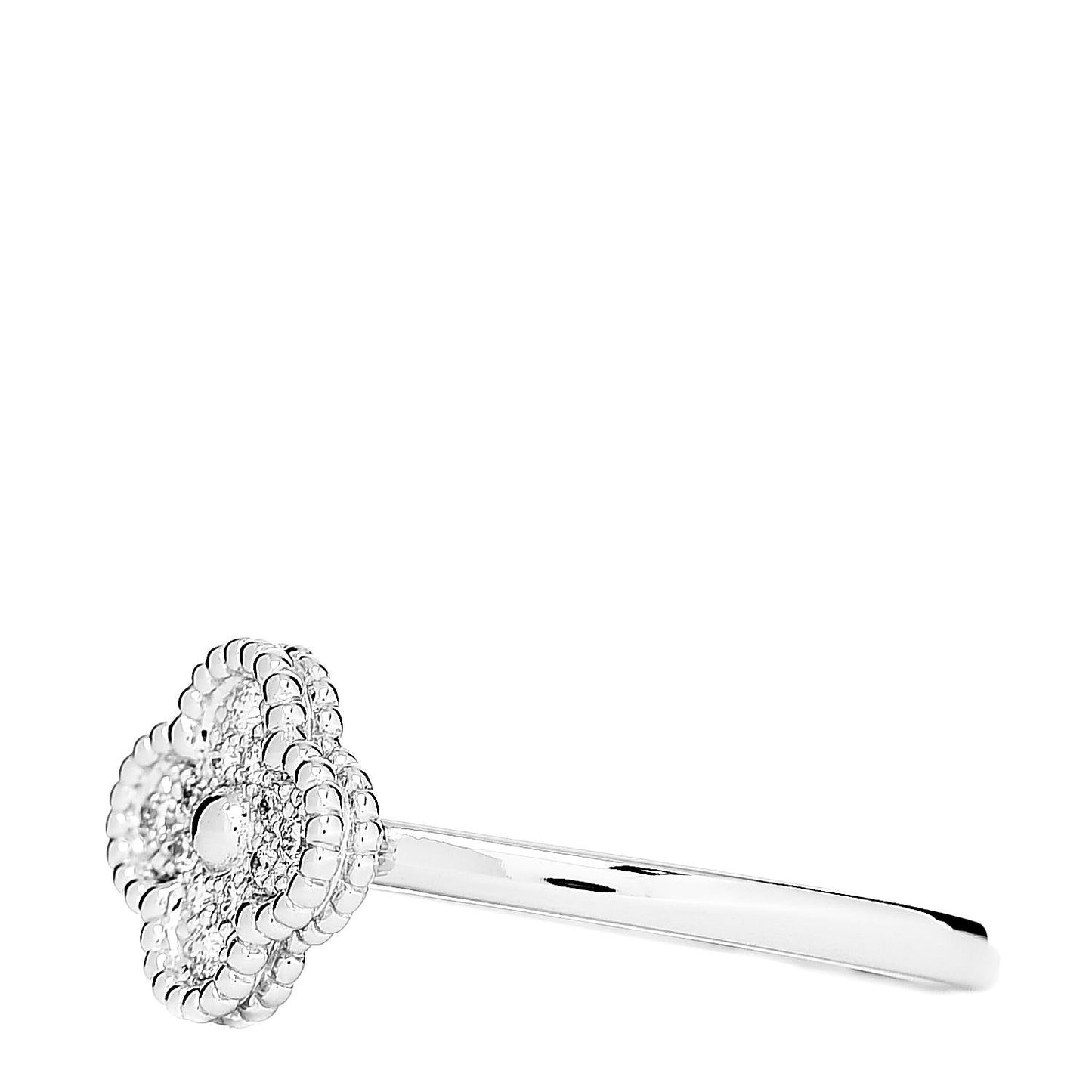 18K White Gold Diamond Sweet Alhambra Ring 50 5.25