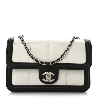Chanel Lambskin Calfskin Mini Chocolate Bar Flap Bag White Black 1 of 10