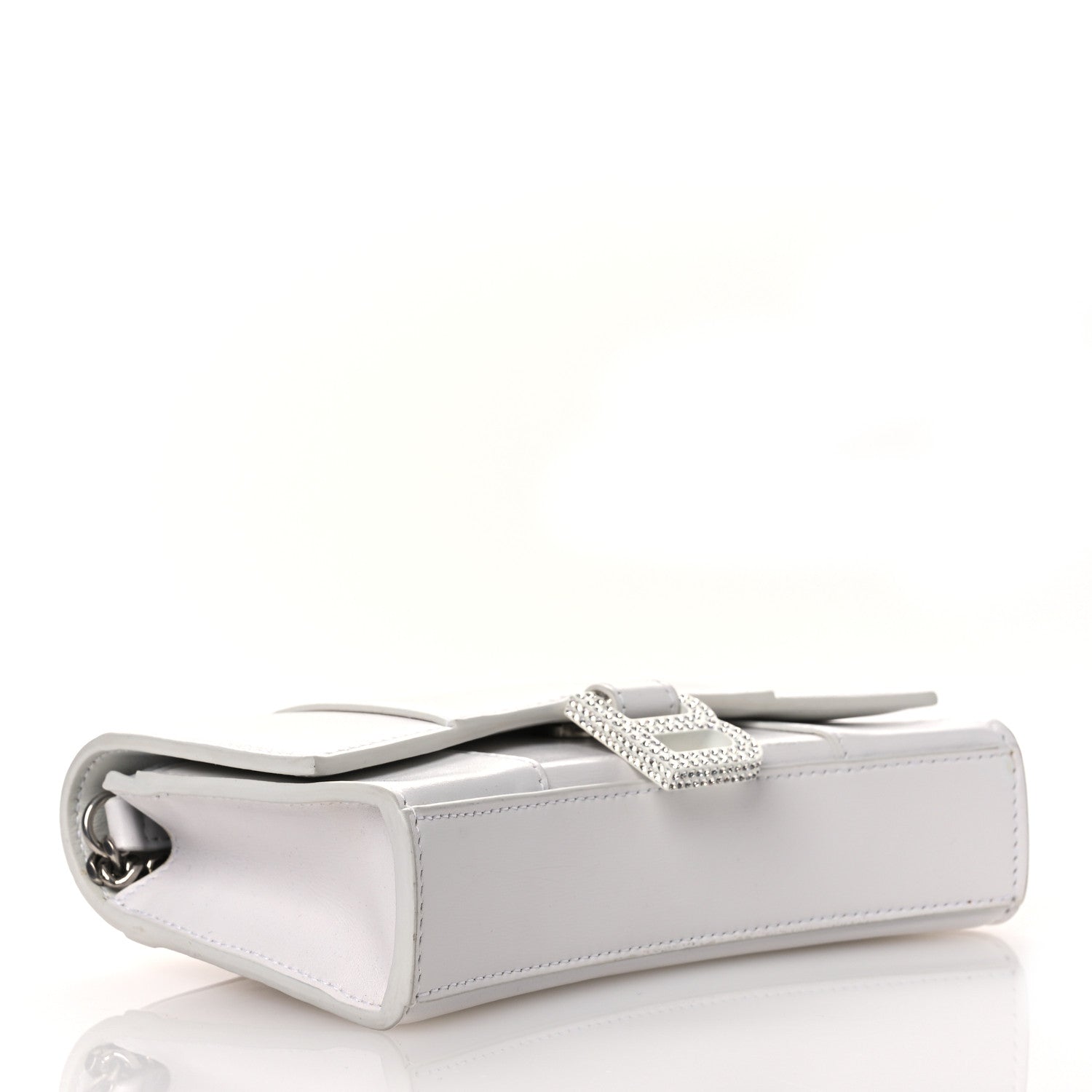Balenciaga Shiny Box Calfskin Strass Hourglass Chain Bag White 4 of 14