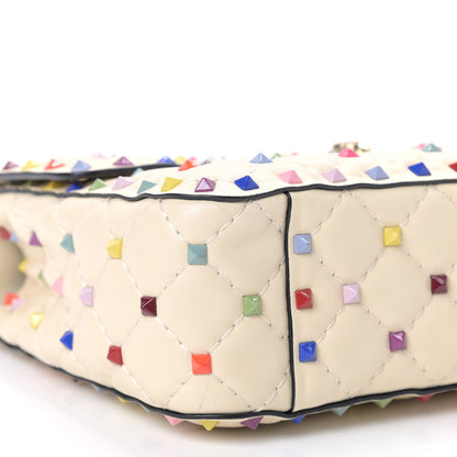 Valentino Garavani Lambskin Medium Rockstud Spike Shoulder Bag Ivory Multicolor 5 of 7